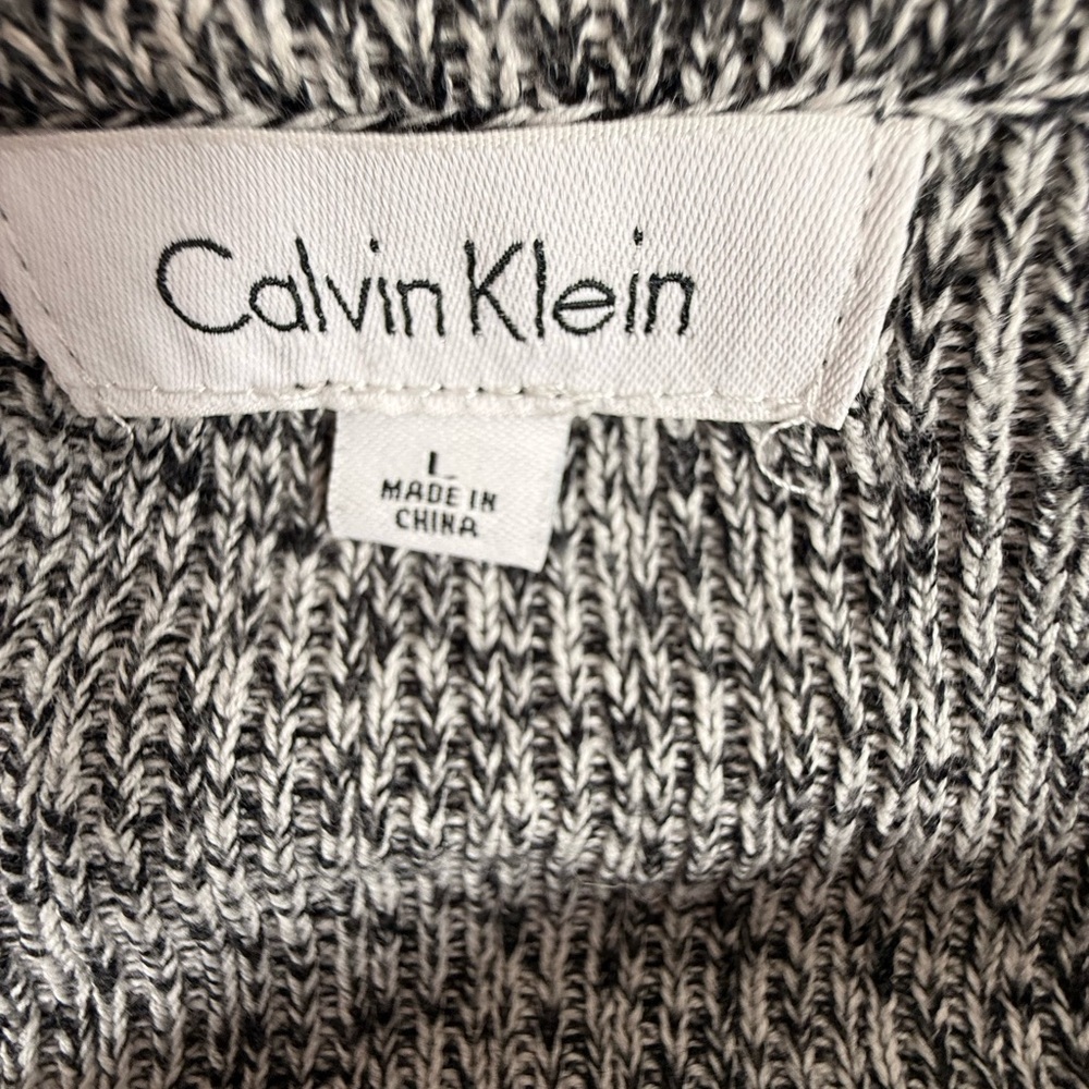 Calvin Klein gray textured zip front long sleeve sweater size large - Picture 10 of 11